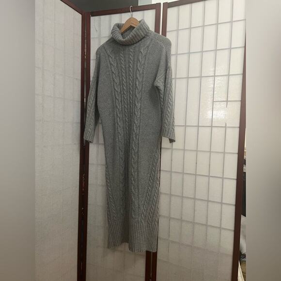 MASSIMO‎ DUTTI CHUNKY TURTLE NECK GRAY SWEATER DRESS SIZE S - Picture 1 of 7